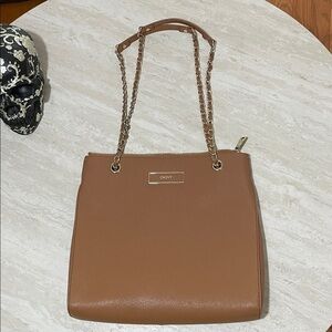 DKNY Donna Karen Flat Saffiano Leather Shoulder Crossbody Bag Chain Strap *NEW